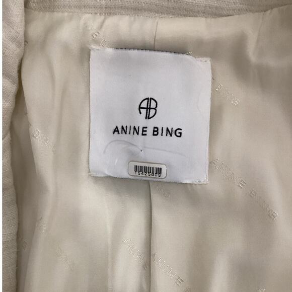 Anine Bing Quinn Blazer 100% Linen In Eggshell Size Small Oversized - Picture 12 of 15